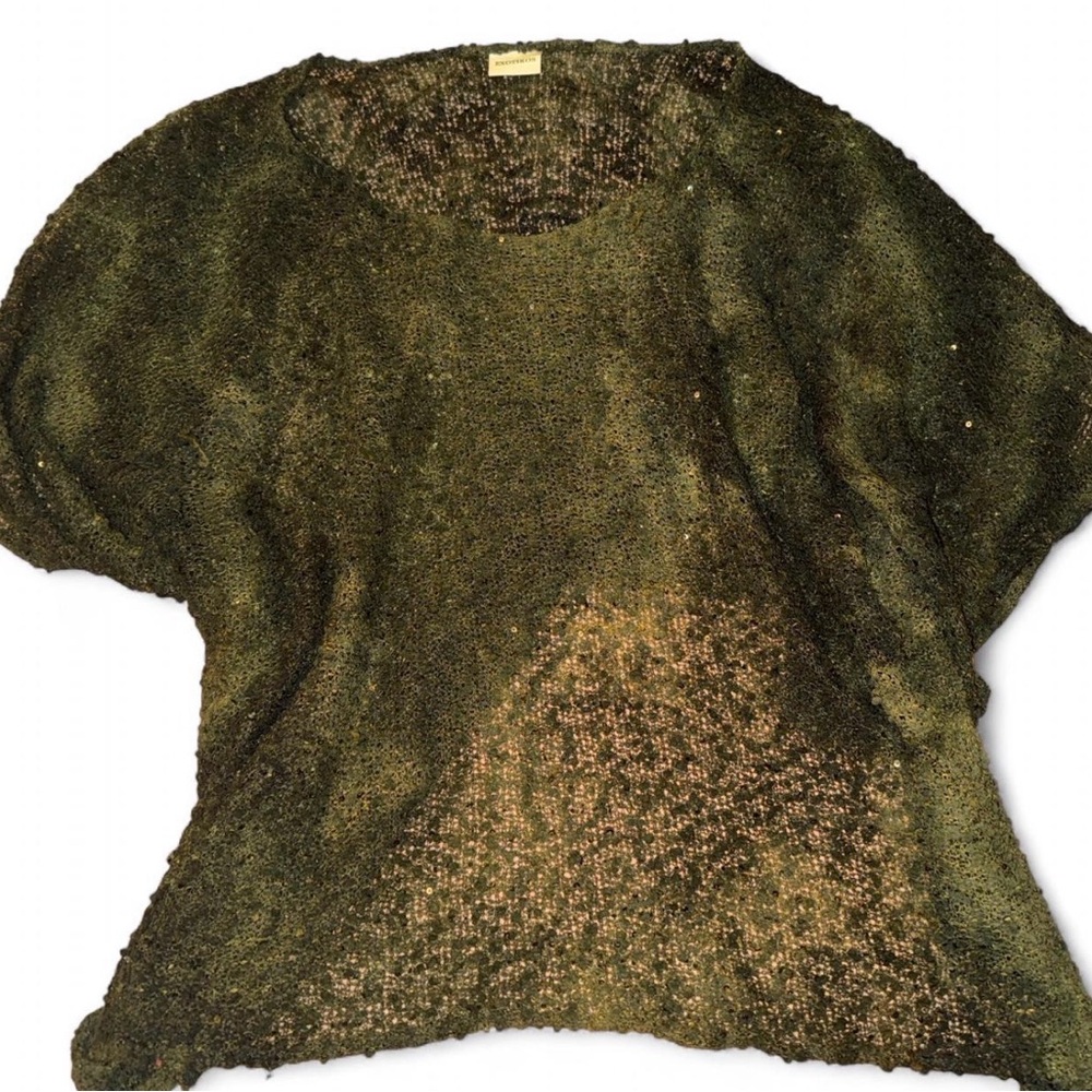 Green and Brown Knit Top